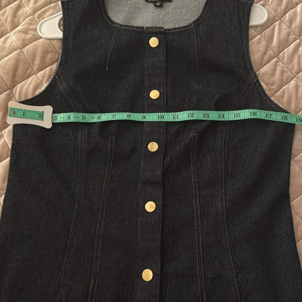 J. Crew Dark Blue Button Down Denim Dress, Size 10 - Picture 4 of 5